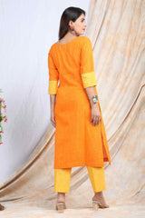 MADHYAM | Cotton Kurta Pant Set with Color Panelling - Ritivesh By Ritika Aggarwal