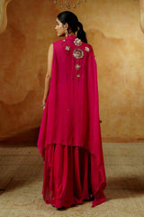 Magenta Dhoti Set with Floral Sequin Embriodery - Ritivesh By Ritika Aggarwal