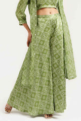 Mehandi Georgette Bandhej Cape Style Sharara Set - Ritivesh By Ritika Aggarwal