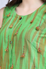 MELA | Green cotton knee length Dress/Kurta - Ritivesh By Ritika Aggarwal