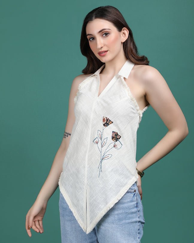 Off white Cotton Hand work Top - Ritivesh By Ritika Aggarwal