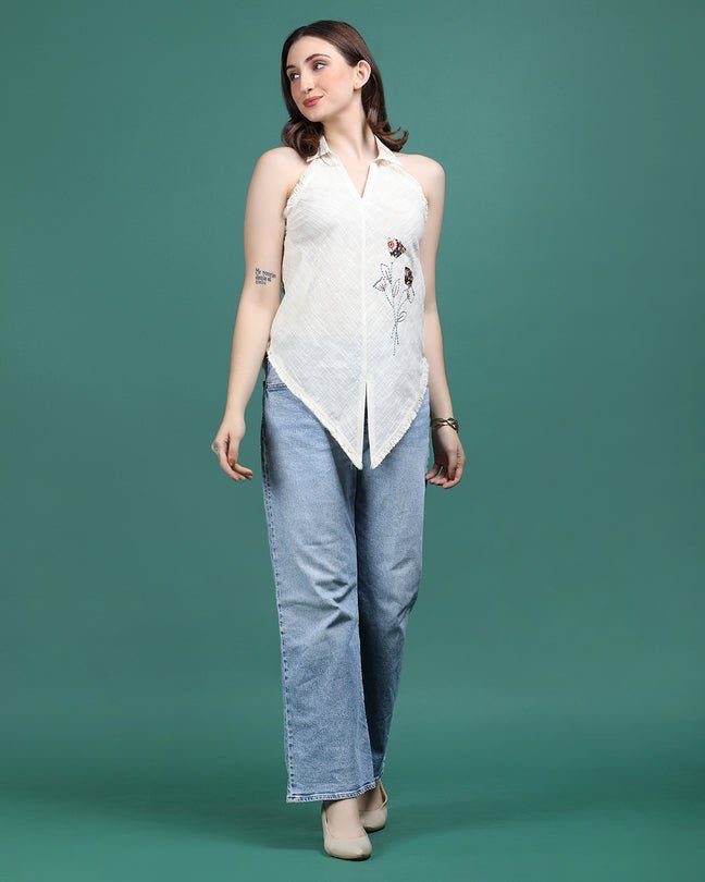 Off white Cotton Hand work Top - Ritivesh By Ritika Aggarwal