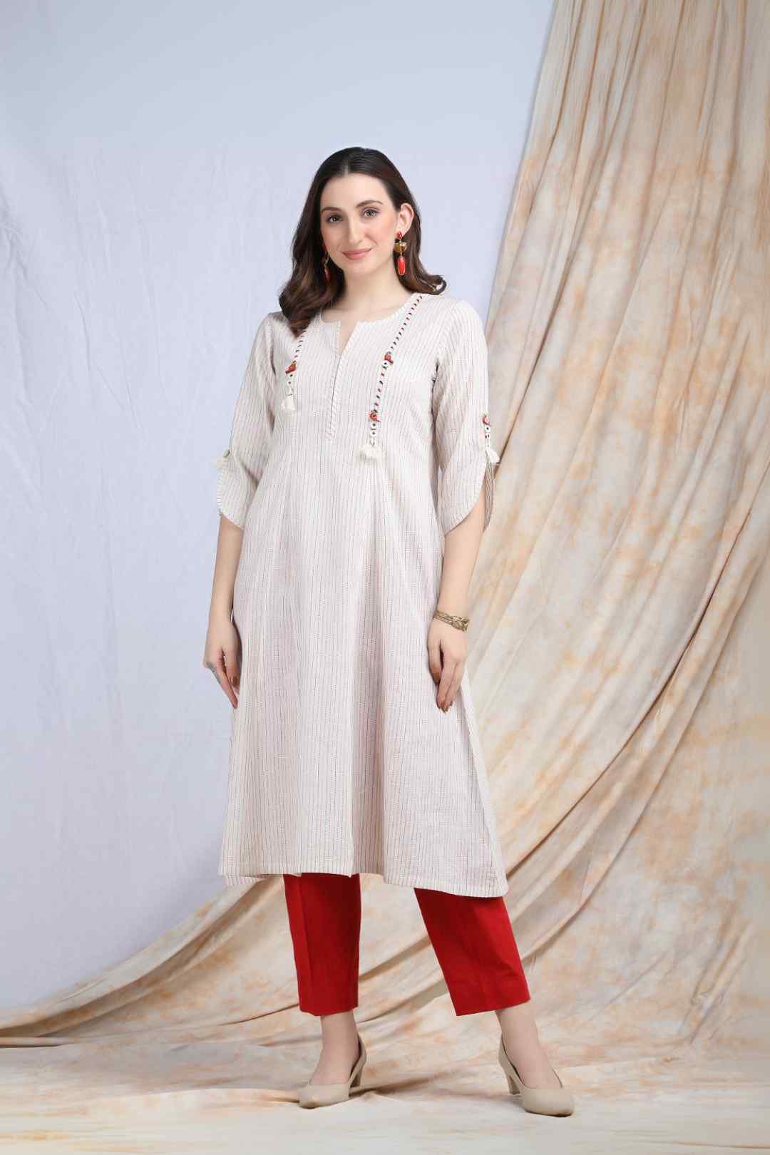 PARINDA | Quirky detailed cotton Kalidar Kurta - Ritivesh By Ritika Aggarwal