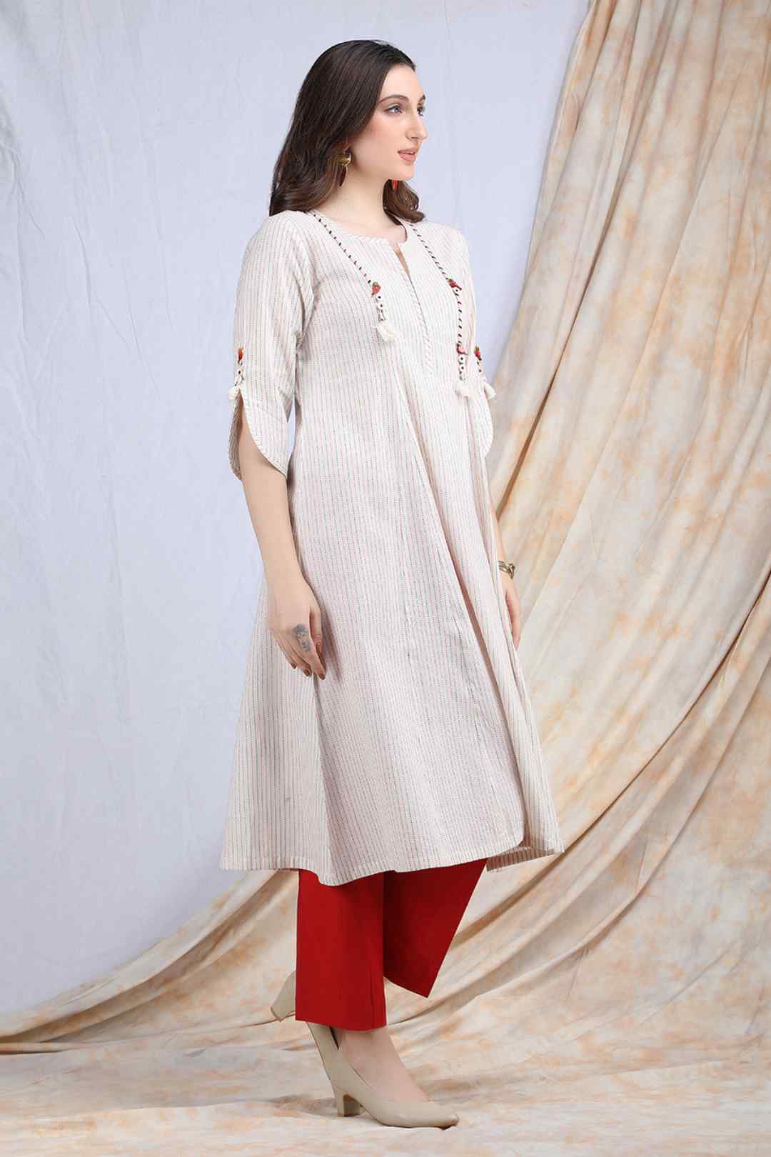 PARINDA | Quirky detailed cotton Kalidar Kurta - Ritivesh By Ritika Aggarwal