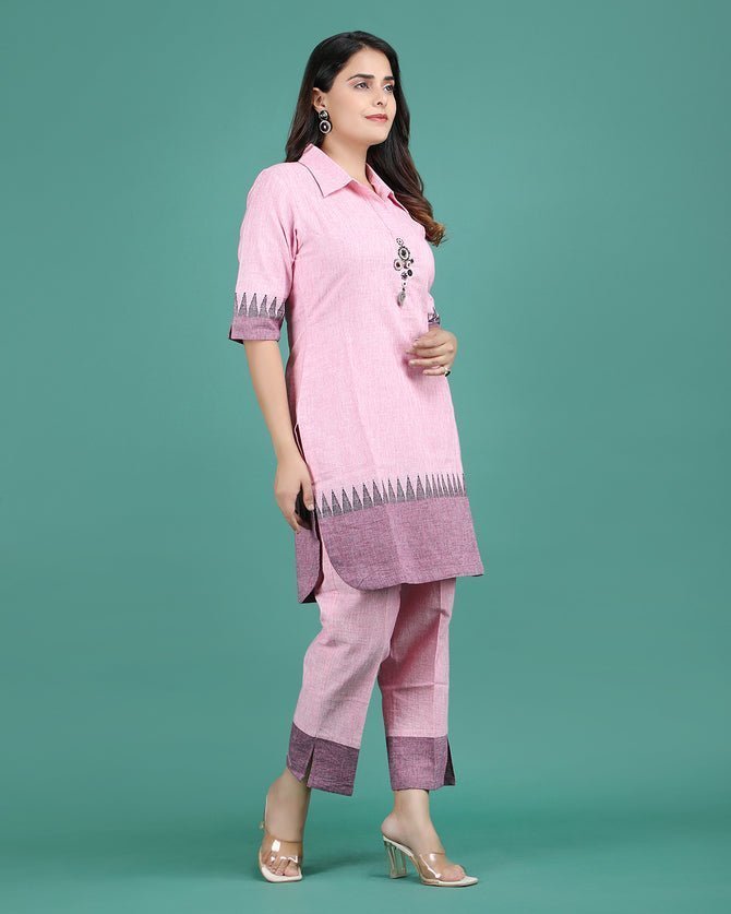 PREET | Pink Cotton Cord set - Ritivesh By Ritika Aggarwal