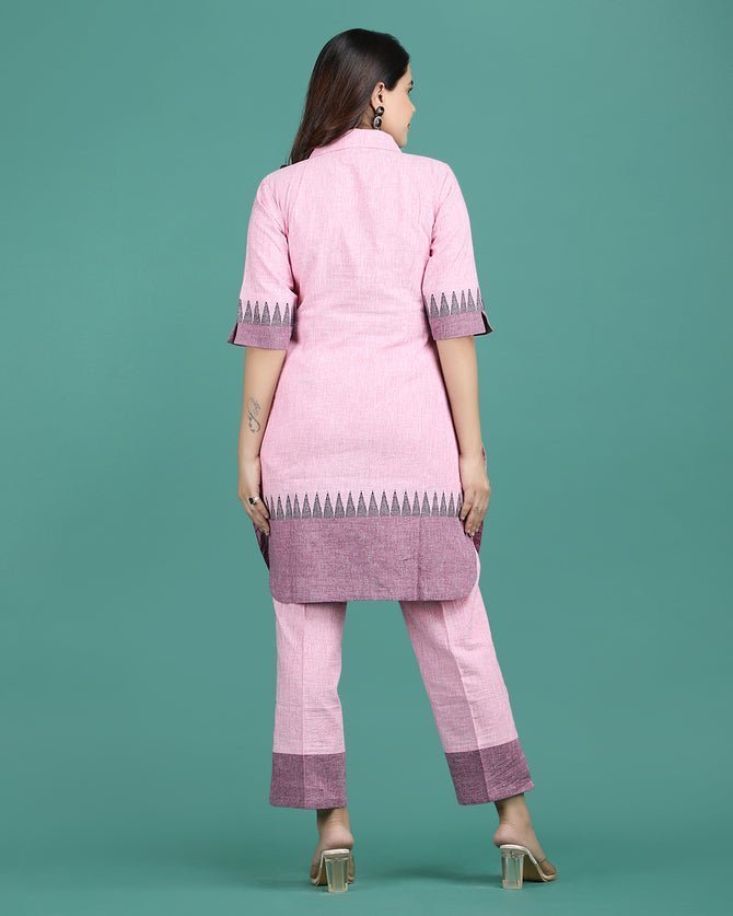 PREET | Pink Cotton Cord set - Ritivesh By Ritika Aggarwal