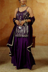 Purple Mirror Embroidered Sharara Set - Ritivesh By Ritika Aggarwal