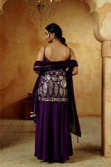 Purple Mirror Embroidered Sharara Set - Ritivesh By Ritika Aggarwal