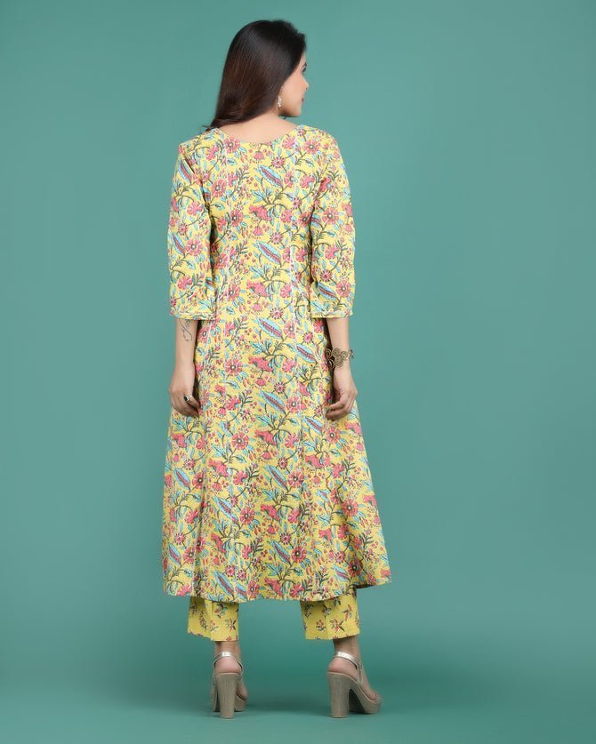 ROLI | Yellow Kalidar Kurta & Pant - Ritivesh By Ritika Aggarwal