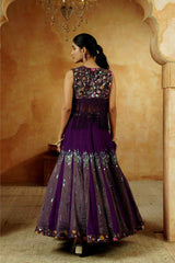 Royal Amethyst Sequin Lehenga Set - Ritivesh By Ritika Aggarwal