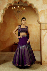 Royal Amethyst Sequin Lehenga Set - Ritivesh By Ritika Aggarwal