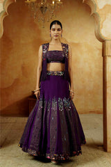 Royal Amethyst Sequin Lehenga Set - Ritivesh By Ritika Aggarwal