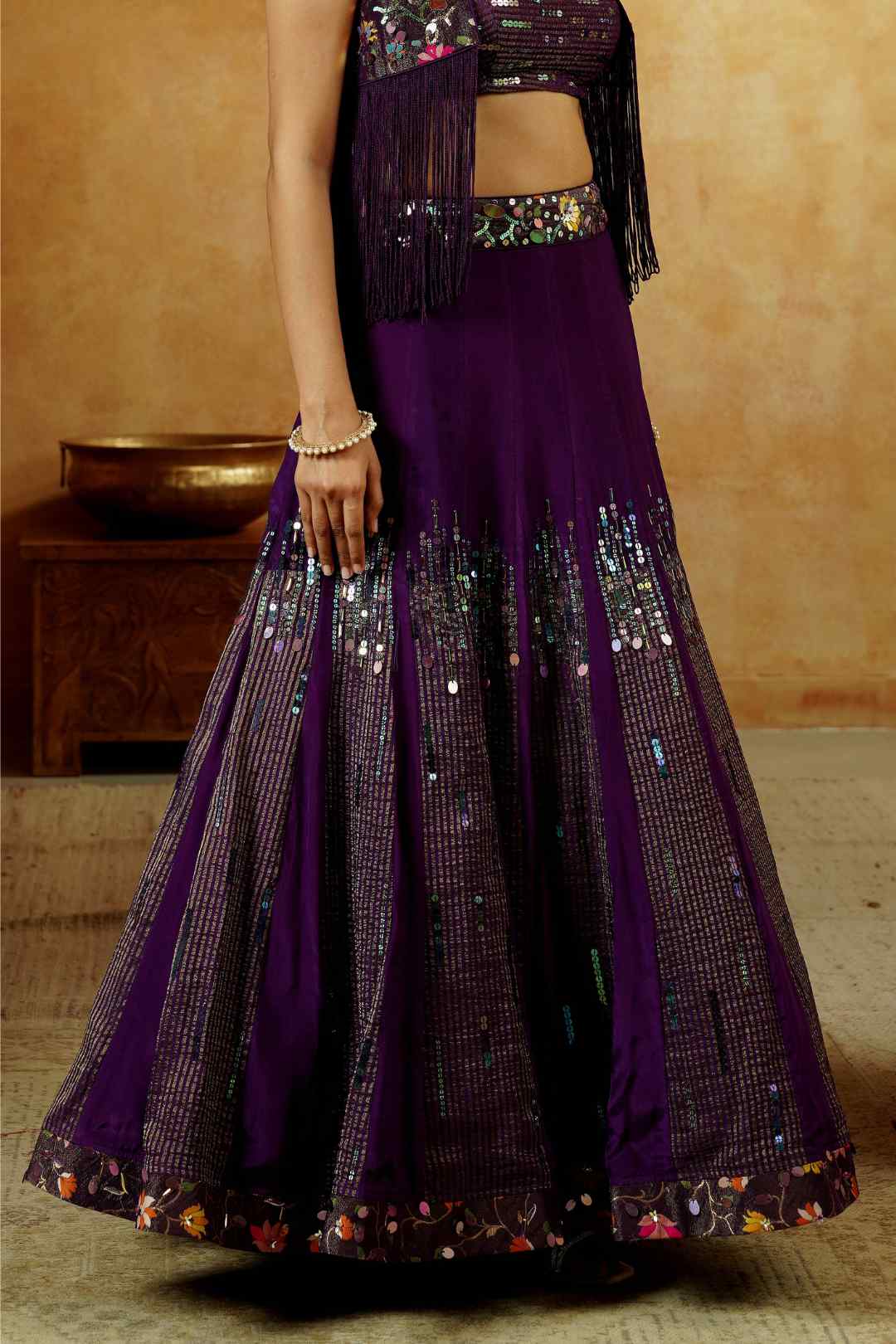 Royal Amethyst Sequin Lehenga Set - Ritivesh By Ritika Aggarwal