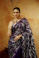 Royal Purple Sequin Embellished Saree Set - Ritivesh By Ritika Aggarwal