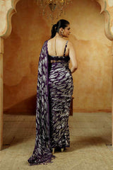 Royal Purple Sequin Embellished Saree Set - Ritivesh By Ritika Aggarwal