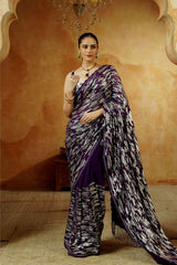 Royal Purple Sequin Embellished Saree Set - Ritivesh By Ritika Aggarwal