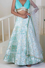 Shimmering sky blue lehenga - Ritivesh By Ritika Aggarwal