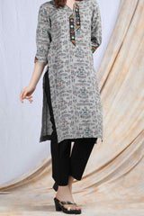 TIMIR | Warli art cotton Kurta Kutch work - Ritivesh By Ritika Aggarwal