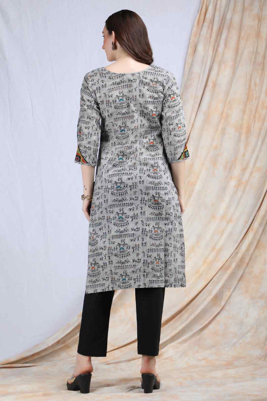 TIMIR | Warli art cotton Kurta Kutch work - Ritivesh By Ritika Aggarwal