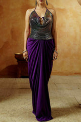 Iridescent Purple Drape Gown