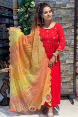 SURAMYA | Kurta Pant with Leheriya Dupatta