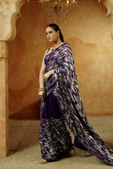 Royal Purple Sequin Embellished Saree Set