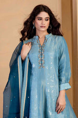 Steel Blue short kalidar Kurta with Steel Blue Tulip Salwar