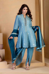 Steel Blue short kalidar Kurta with Steel Blue Tulip Salwar