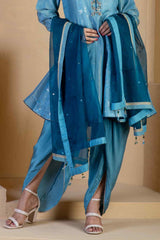 Steel Blue short kalidar Kurta with Steel Blue Tulip Salwar