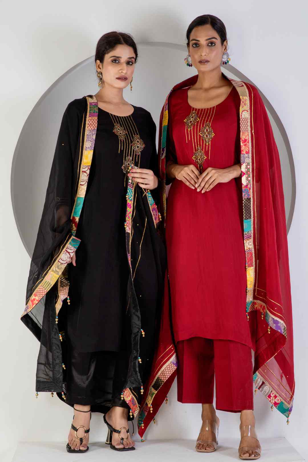 Black Kurat Set With Hand Embroidered