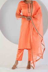 Peach suit with Lycra pant and Dupatta