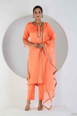 Peach suit with Lycra pant and Dupatta