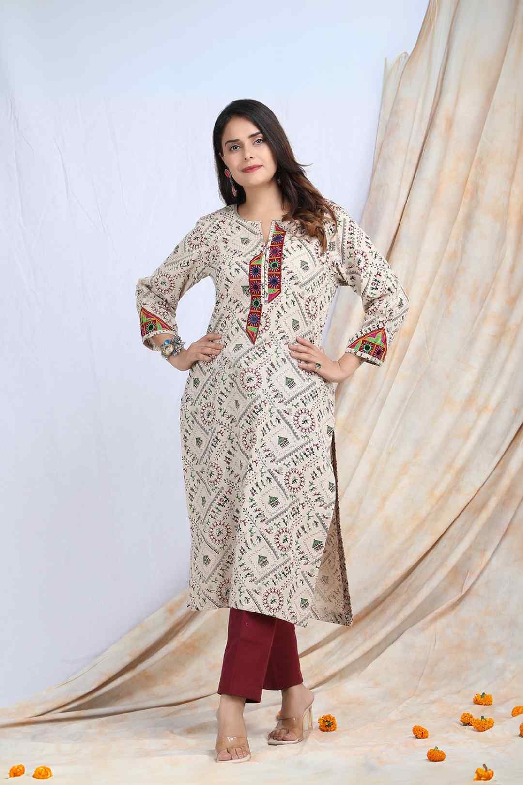 DHARA | Warli art cotton Kurta Kutch work