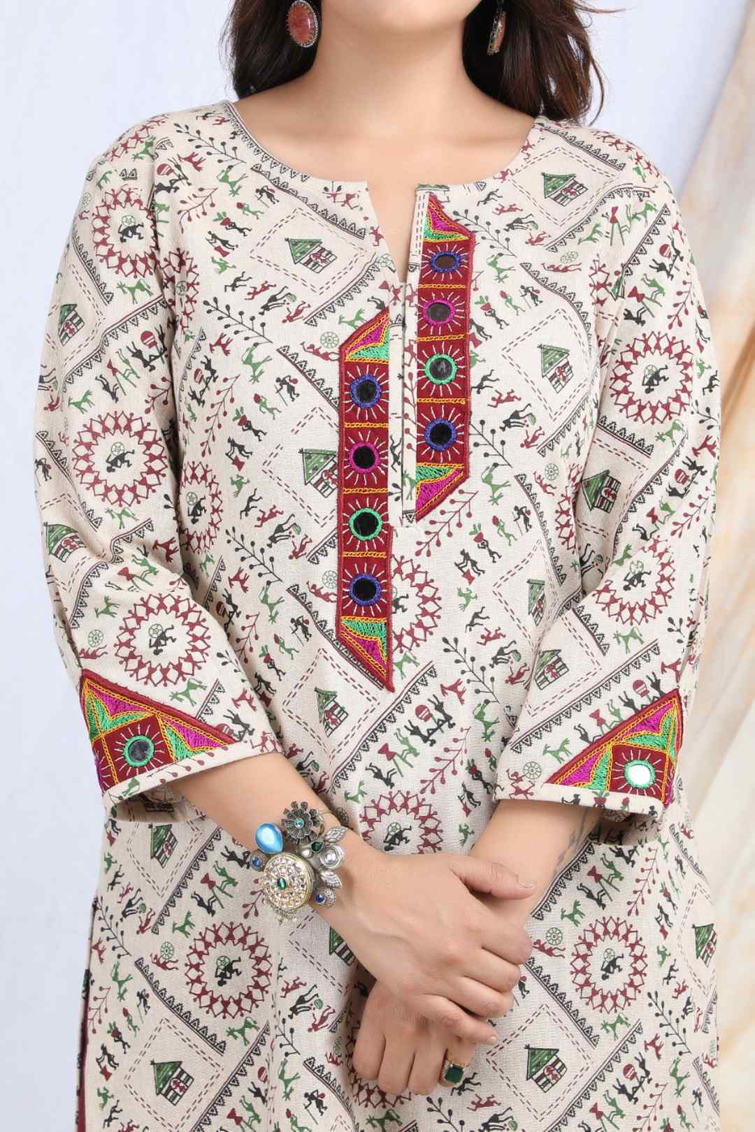 DHARA | Warli art cotton Kurta Kutch work