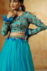 Ocean Ombre Hand Embroidered Lehenga Set