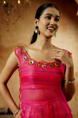 Magenta Embriodered Kurta Set