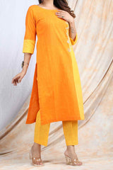 MADHYAM | Cotton Kurta Pant Set with Color Panelling