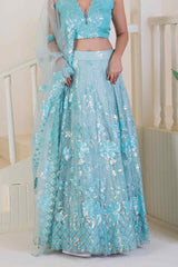 Electric blue lehenga with stunning sequence detailing
