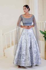 Metallic silver grey lehenga