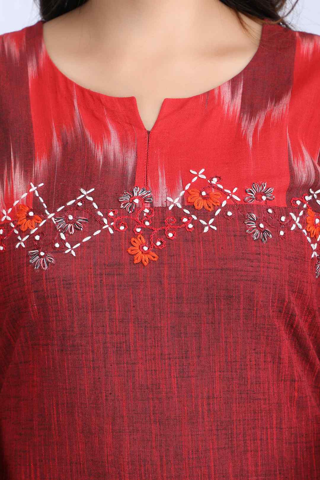 SINDOORI | Cotton Kurta Pant with Ikkat Yoke