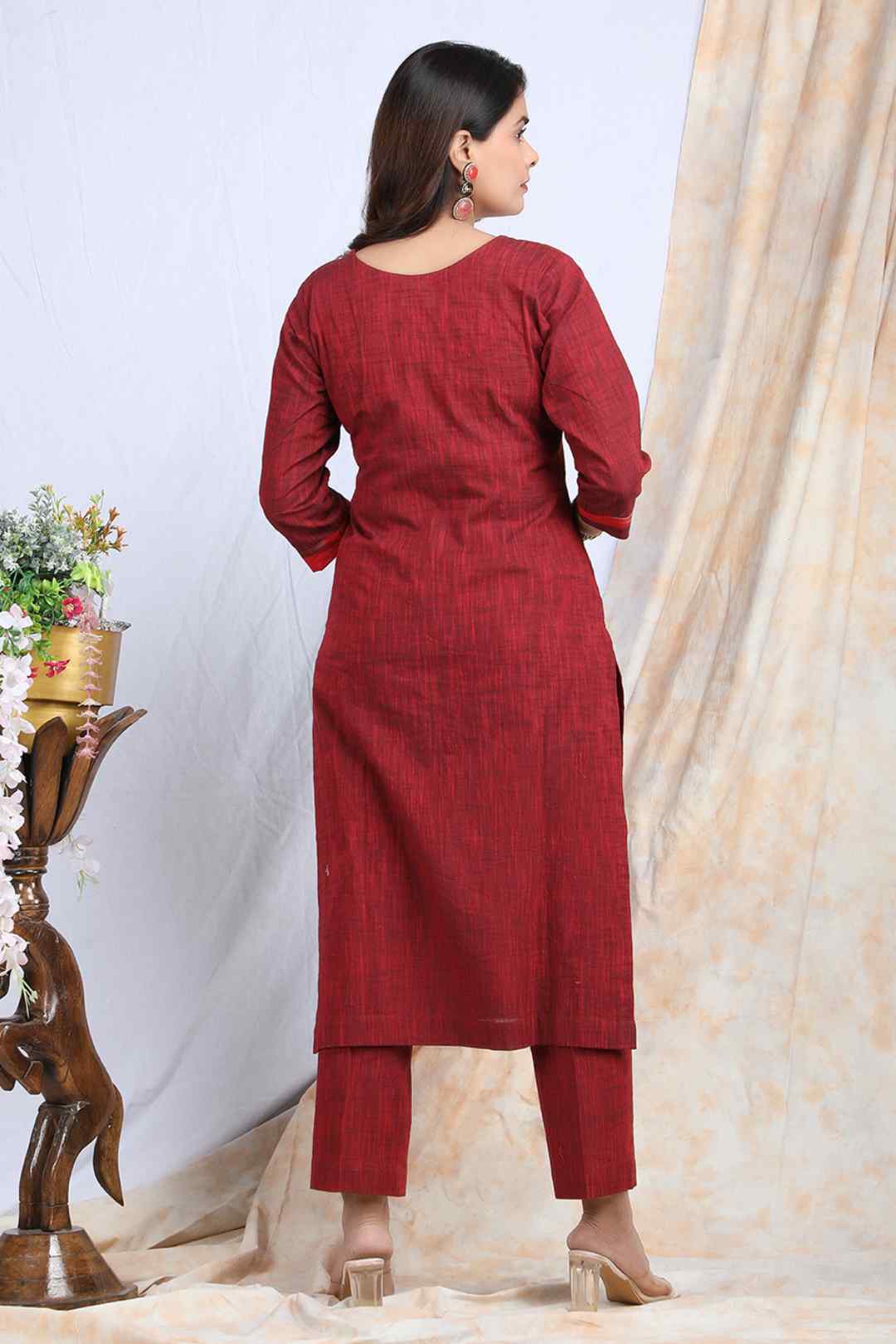 SINDOORI | Cotton Kurta Pant with Ikkat Yoke
