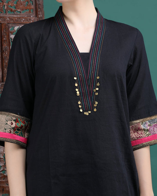 ADA | Cotton Kurta Pant with Coin Work - Ritivesh By Ritika Aggarwal