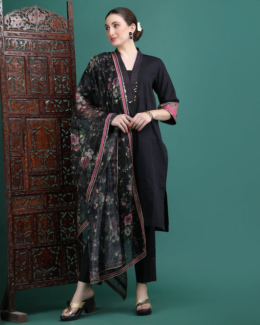 ADA | Cotton Kurta Pant with Coin Work - Ritivesh By Ritika Aggarwal