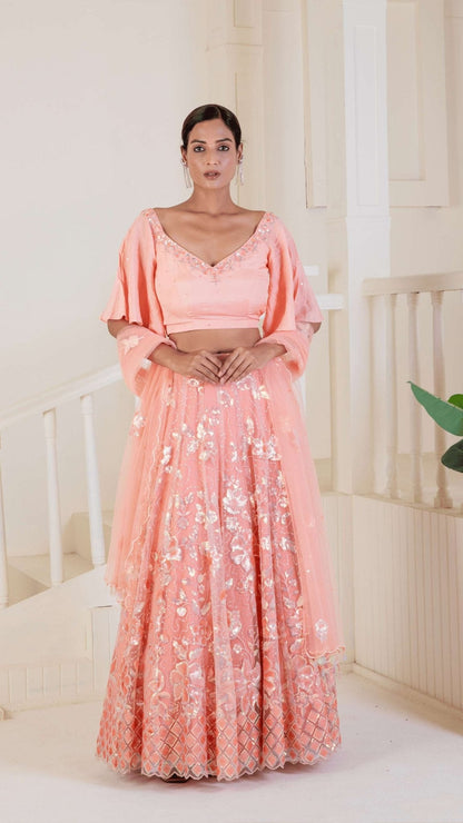 Adorned with delicate sparkly embroidery legenga - Ritivesh By Ritika Aggarwal