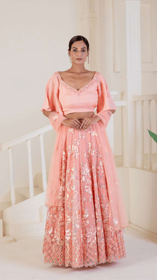Adorned with delicate sparkly embroidery legenga - Ritivesh By Ritika Aggarwal