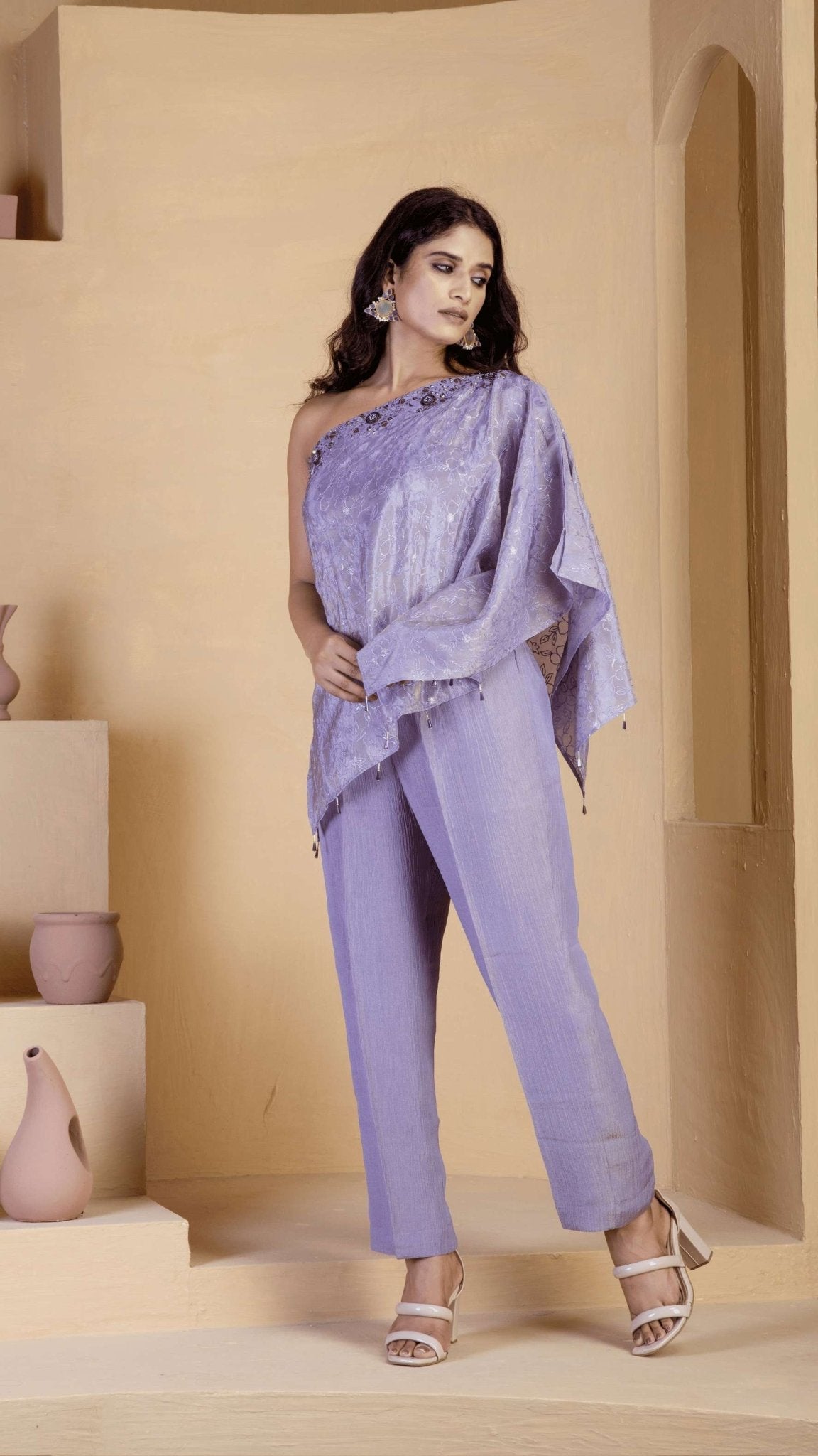 Asymmetrical Lavender coordset - Ritivesh By Ritika Aggarwal