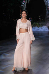 Baby Pink Hand - Embroidered Designer Co - ord Set - Ritivesh By Ritika Aggarwal