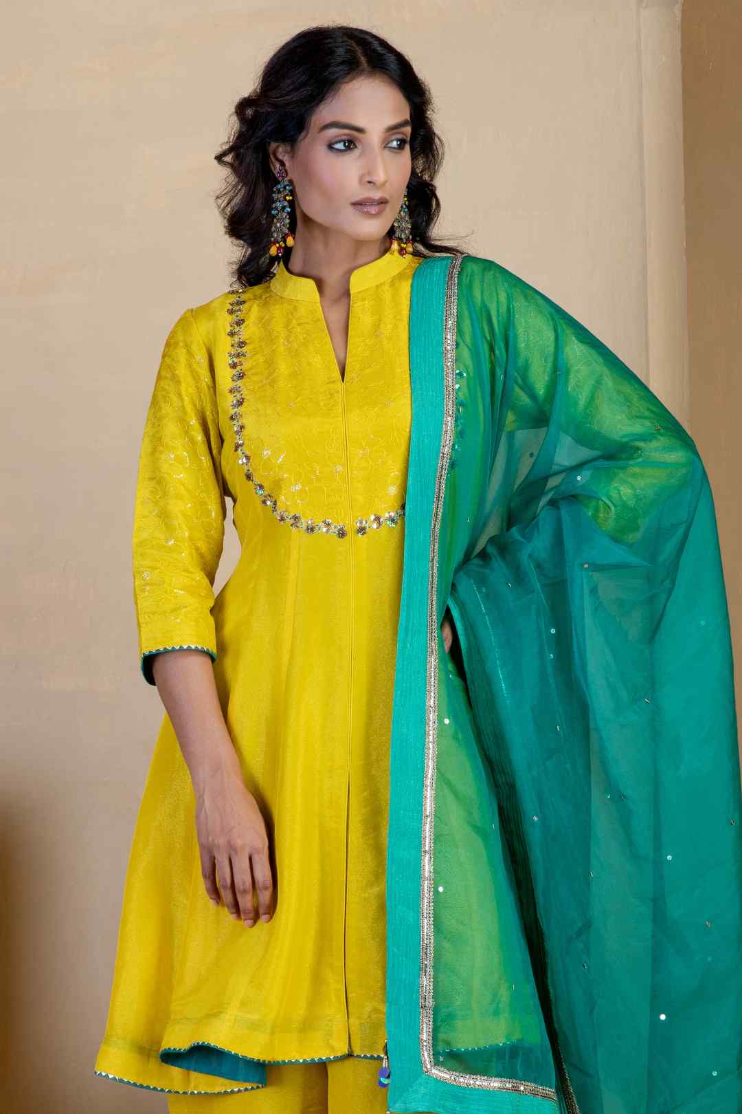 Bright Yellow Kurta Set - Ritivesh By Ritika Aggarwal