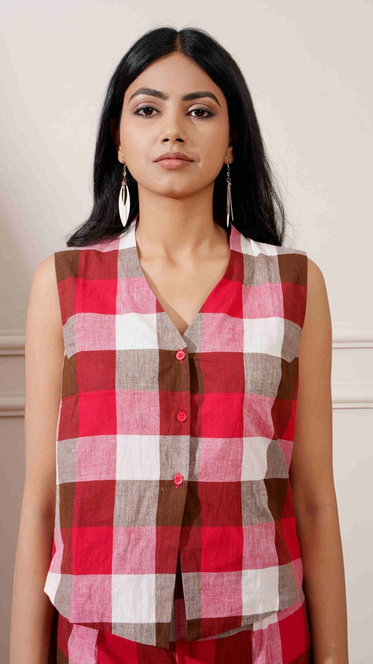 Check Pattern Cotton Crop - Top & Pant - Ritivesh By Ritika Aggarwal