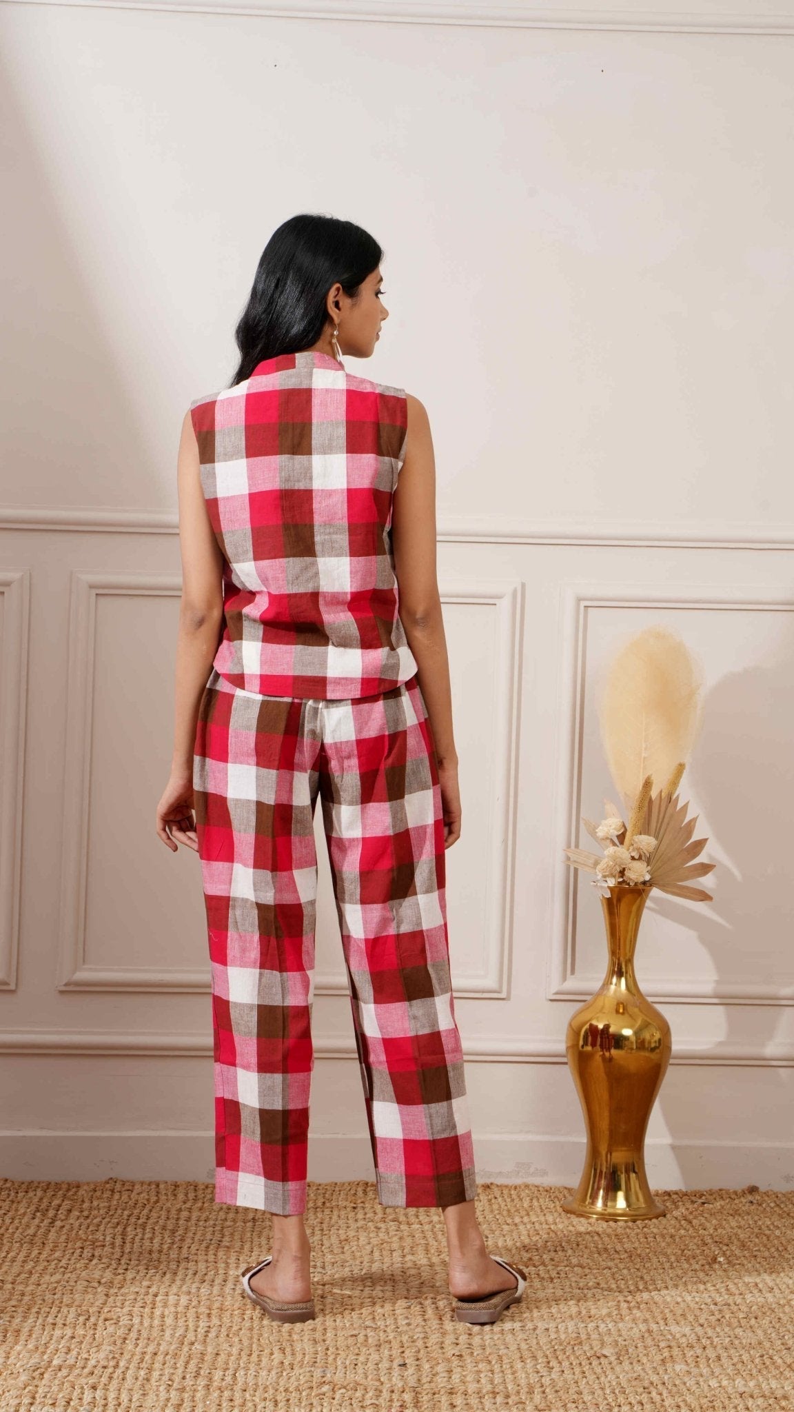 Check Pattern Cotton Crop - Top & Pant - Ritivesh By Ritika Aggarwal
